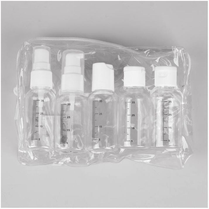 Картинка Набор для хранения, в чехле, 5 предметов, с разметкой, цвет белый/прозрачный (№3735778) от магазина Мир детей Товары для Новорожденных