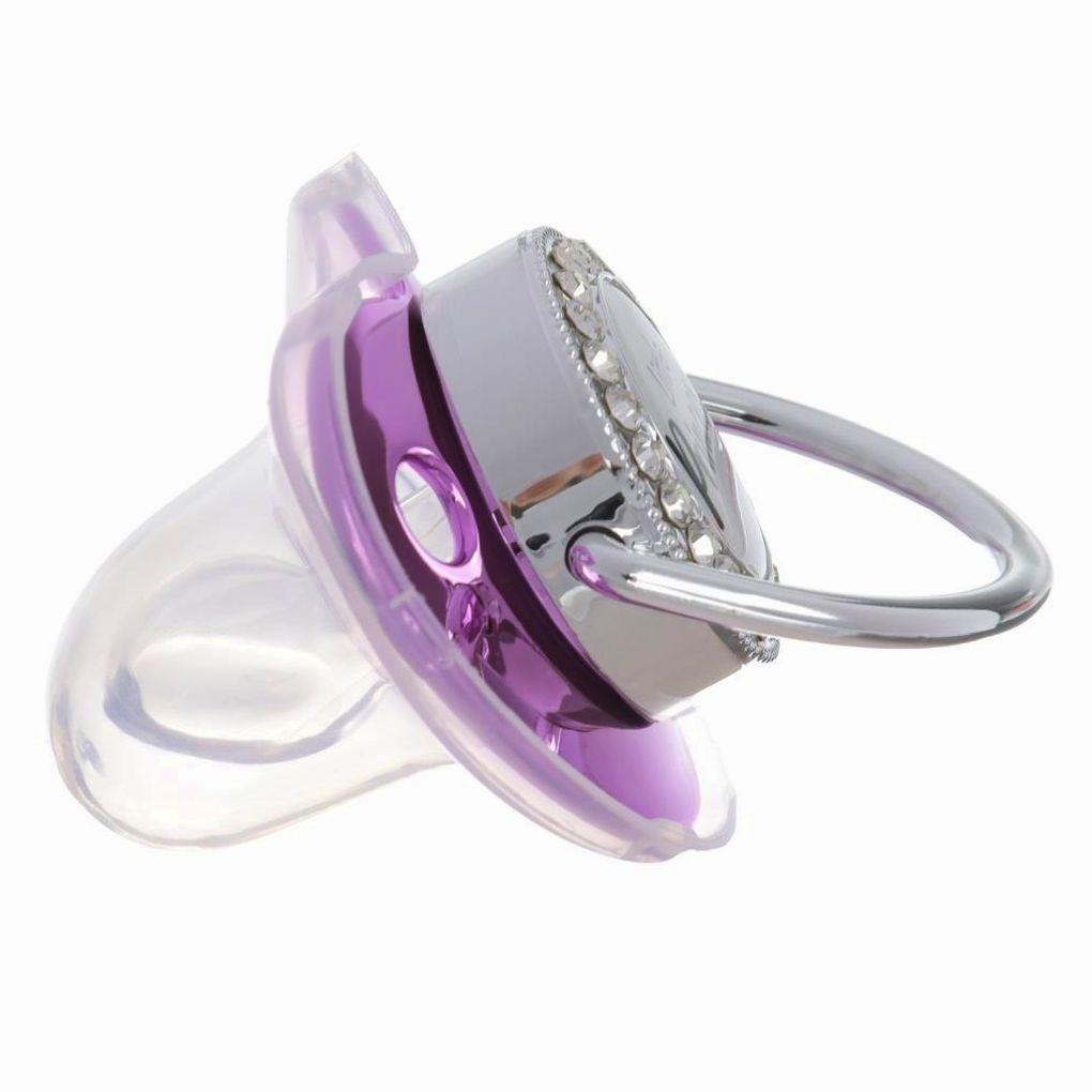 Картинка Набор: пустышка ортодонтическая с держателем, , от 6 мес, розовая/серебро, стразы (№10092752) от магазина Мир детей Товары для Новорожденных