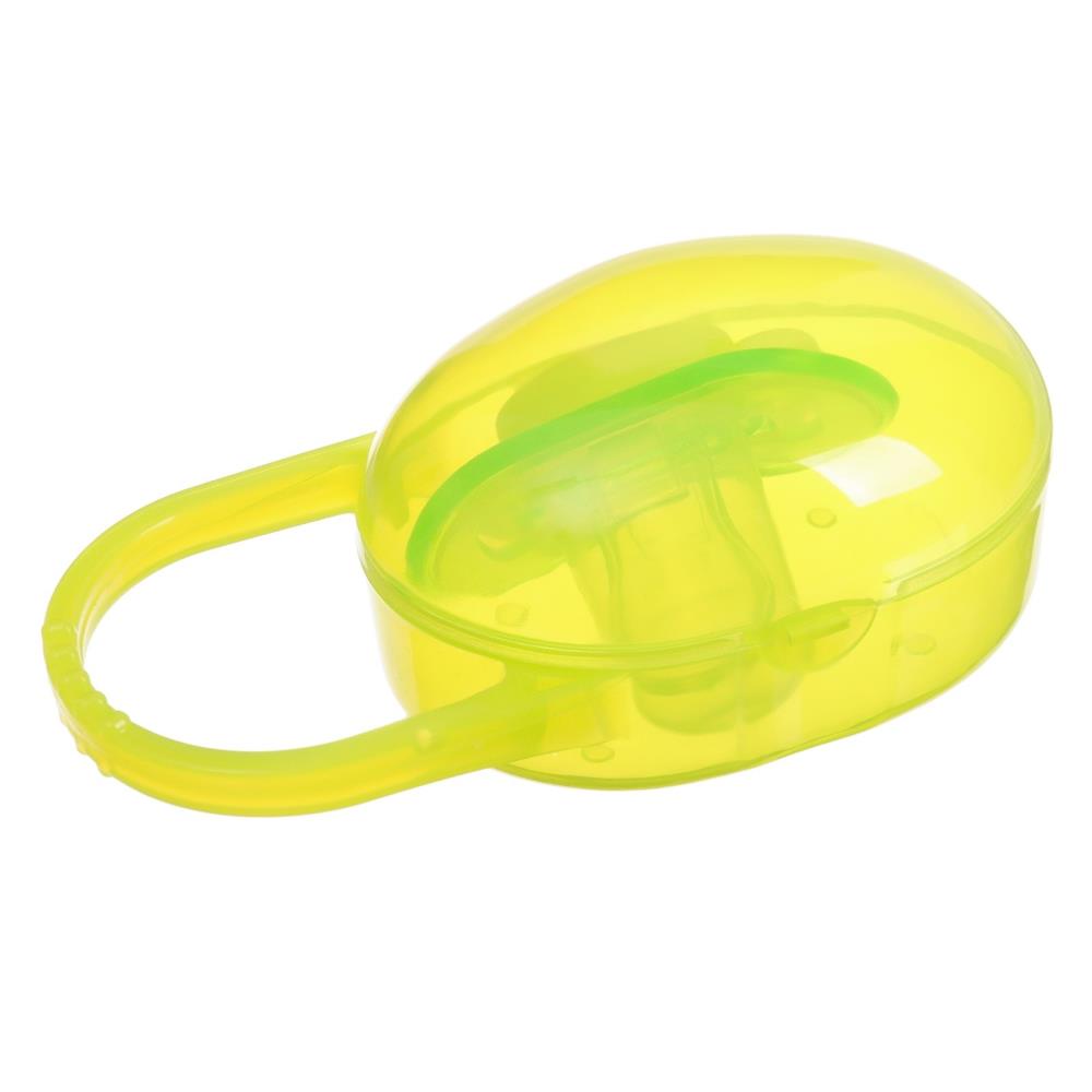 Картинка Соска - пустышка силиконовая ортодонтическая, от 3 мес., с колпачком, в контейнере,  желтый/зеленый (№10387561) от магазина Мир детей Товары для Новорожденных