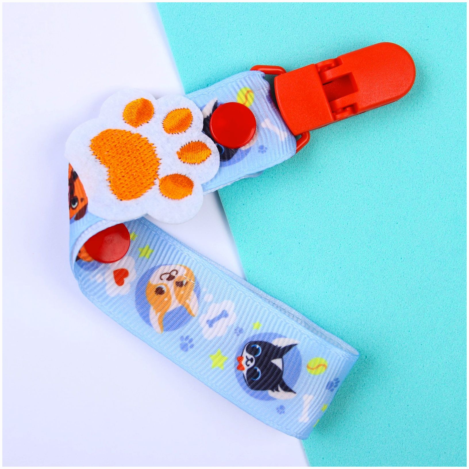 № 4733705 Держатель для соски - пустышки  «ТРЕНД. Пёсики», на ленте