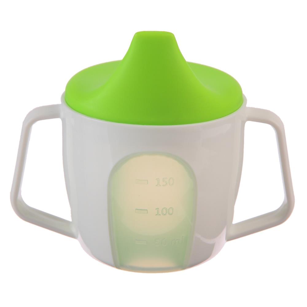 Картинка Поильник - чашечка 2 в 1 детский тренировочный, твердый носик, 150 мл., с ручками, цвет зеленый (№9037734) от магазина Мир детей Товары для Новорожденных