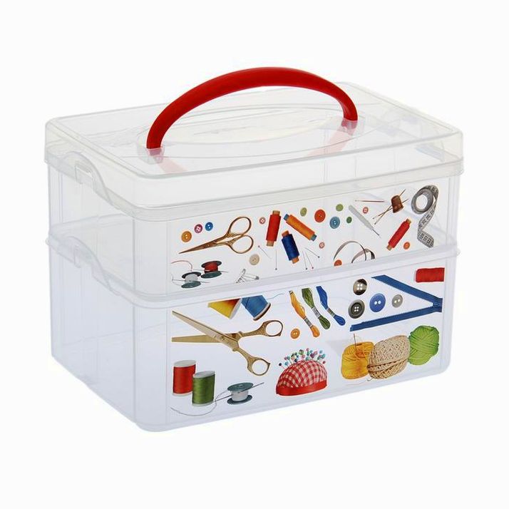 Картинка Контейнер универсальный Multi box, 2 секции, с ручкой и декором, рисунок МИКС (№1100056) от магазина Мир детей Товары для Новорожденных