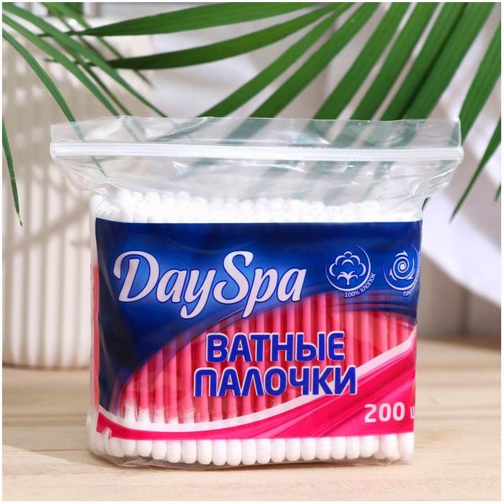 Ватные палочки Day Spa с зип. локом розов 200 шт артикул анонс 7387005