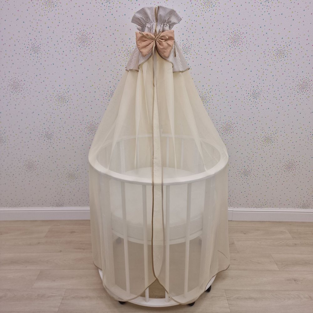 Балдахин с отделкой и оборкой с окантовкой (бязь/сеточка) + бант (бязь) артикул анонс 934_34