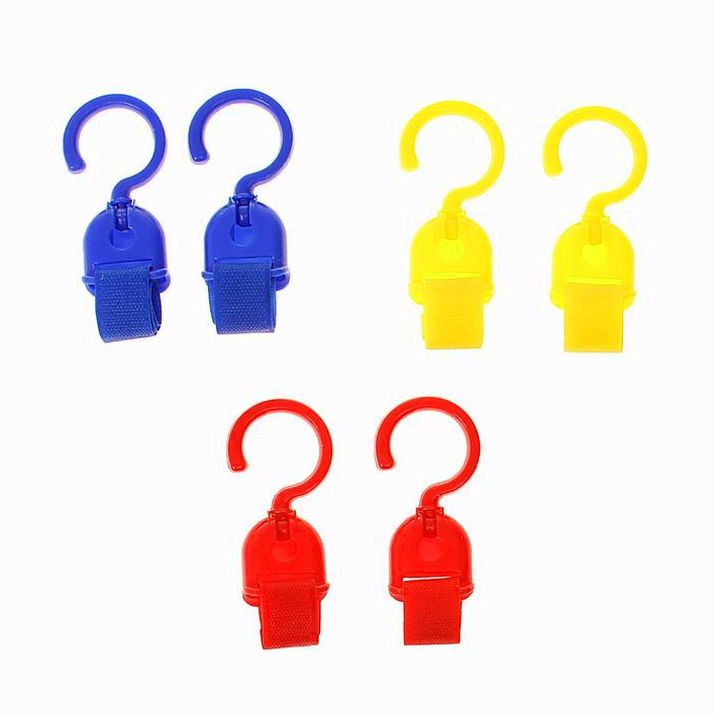 Крючок для сумок на коляску (на липучке), набор 2 шт., цвета МИКС артикул анонс 833869