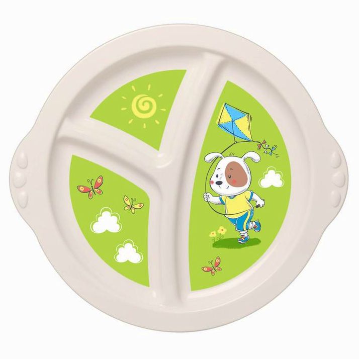 Картинка Тарелка детская трёхсекционная, цвет зелёный (№3885201) от магазина Мир детей Товары для Новорожденных