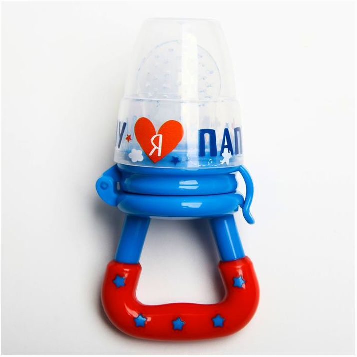 Ниблер «Люблю маму и папу», с силиконовой сеточкой, цвет бирюзовый/белый артикул анонс 2357269