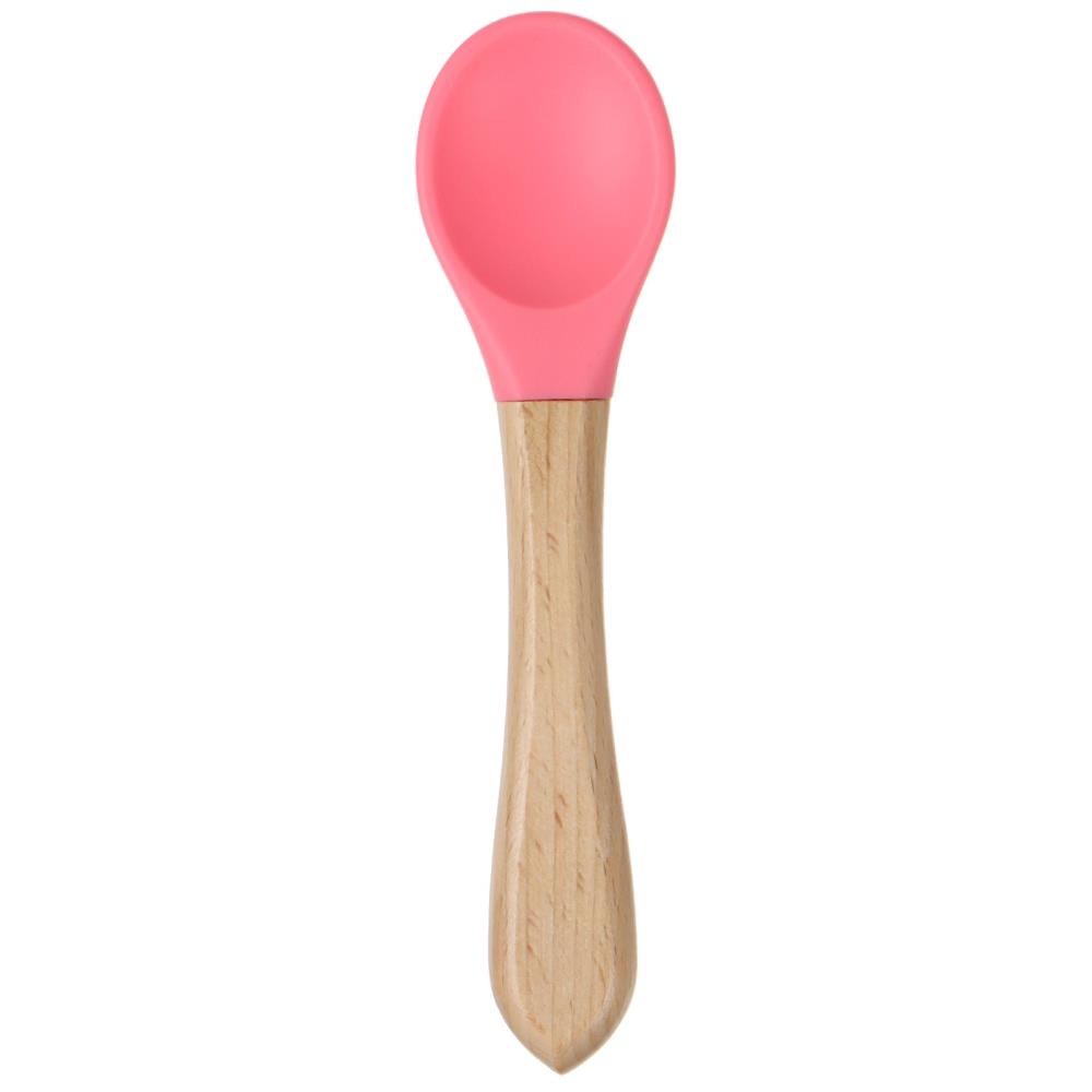 № 10101171 Ложка детская для кормления Крошка Я (силикон, бамбук), цвет розовый