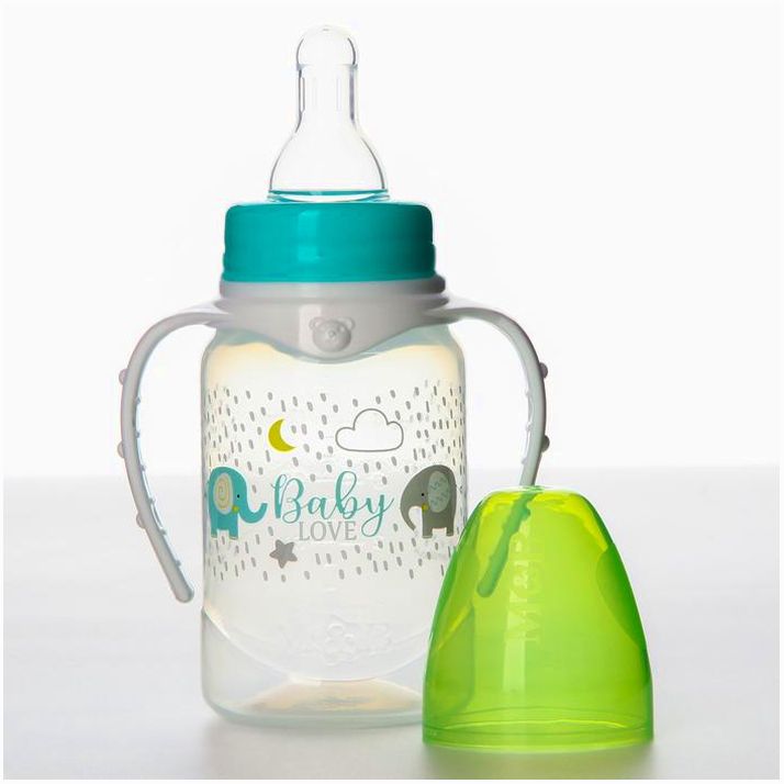 № 7633271 Бутылочка для кормления Baby love, классическое горло, от 0 мес, 150 мл., цилиндр, с ручками