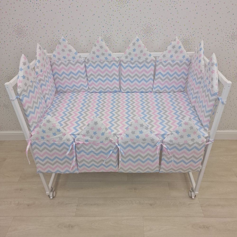 Бортик из 12 подушек по всему периметру кроватки (бязь + синтепон) 