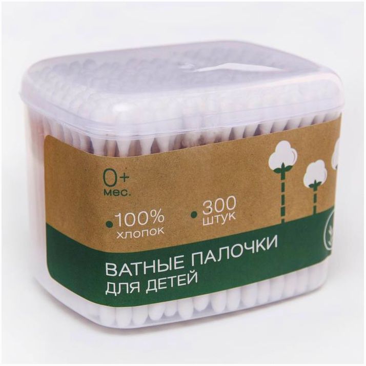 Ватные палочки, коробка 300 шт., деревянные артикул анонс 5469804