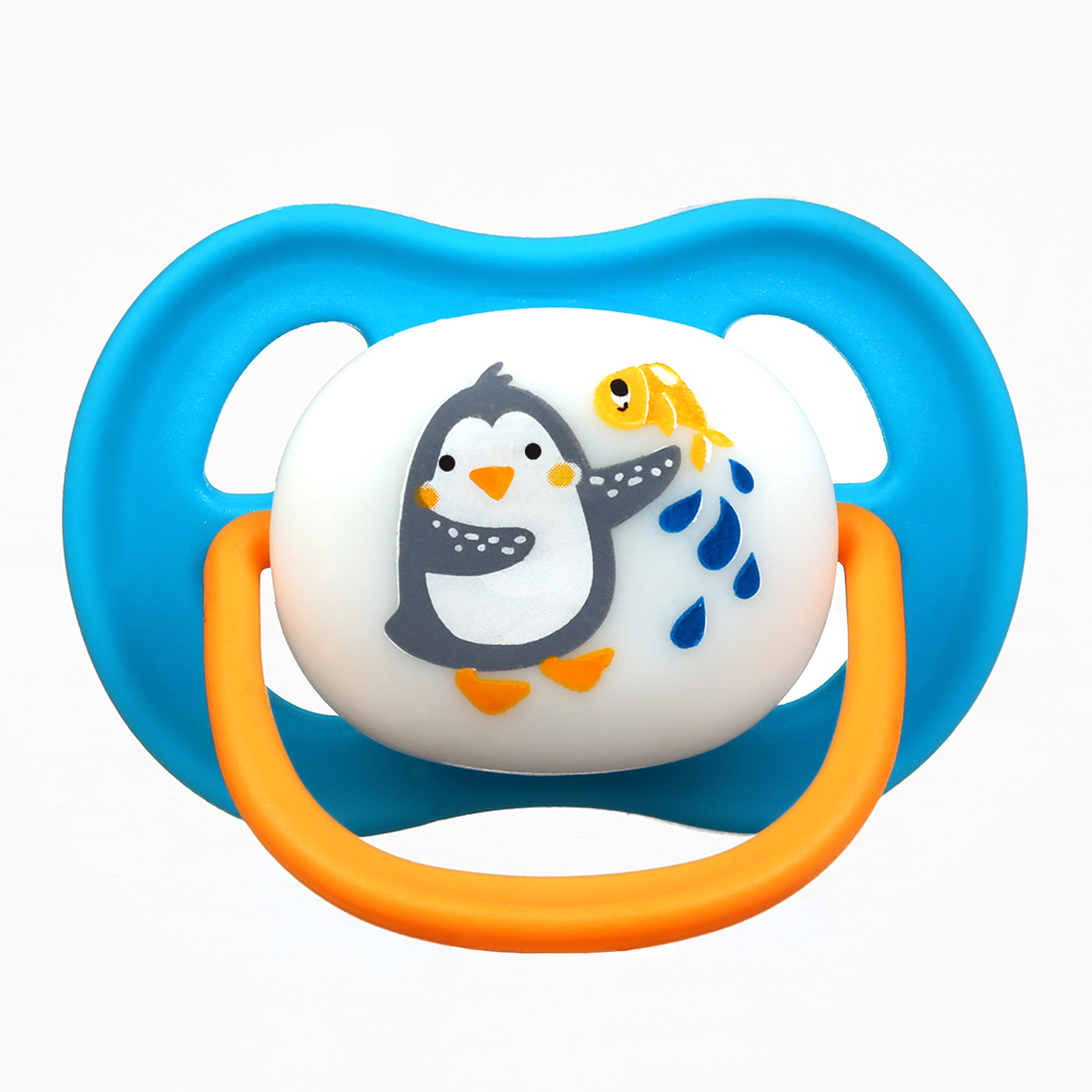 № 9844214 Соска - пустышка анатомическая «Пингвин», +6 мес., цвет голубой