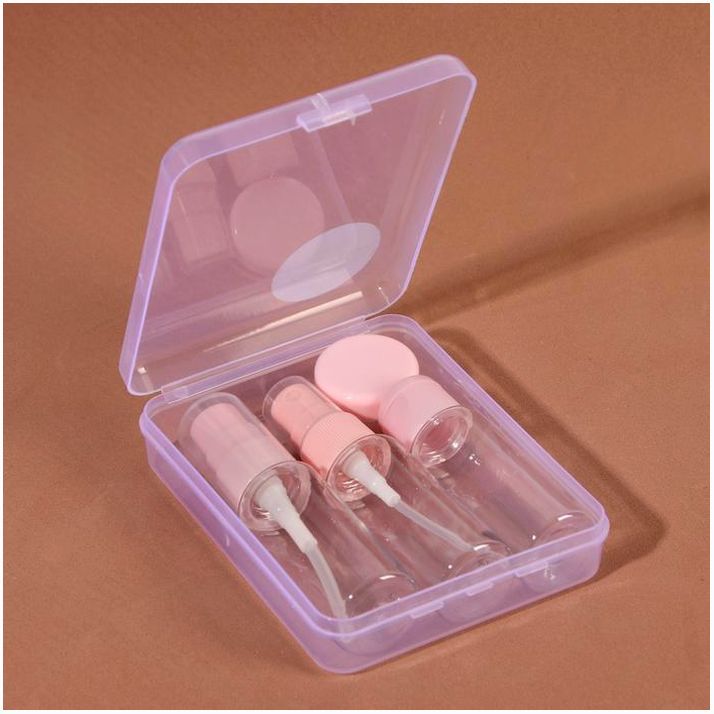 Картинка Набор для хранения в футляре, 4 предмета, цвет прозрачный/розовый (№4433081) от магазина Мир детей Товары для Новорожденных