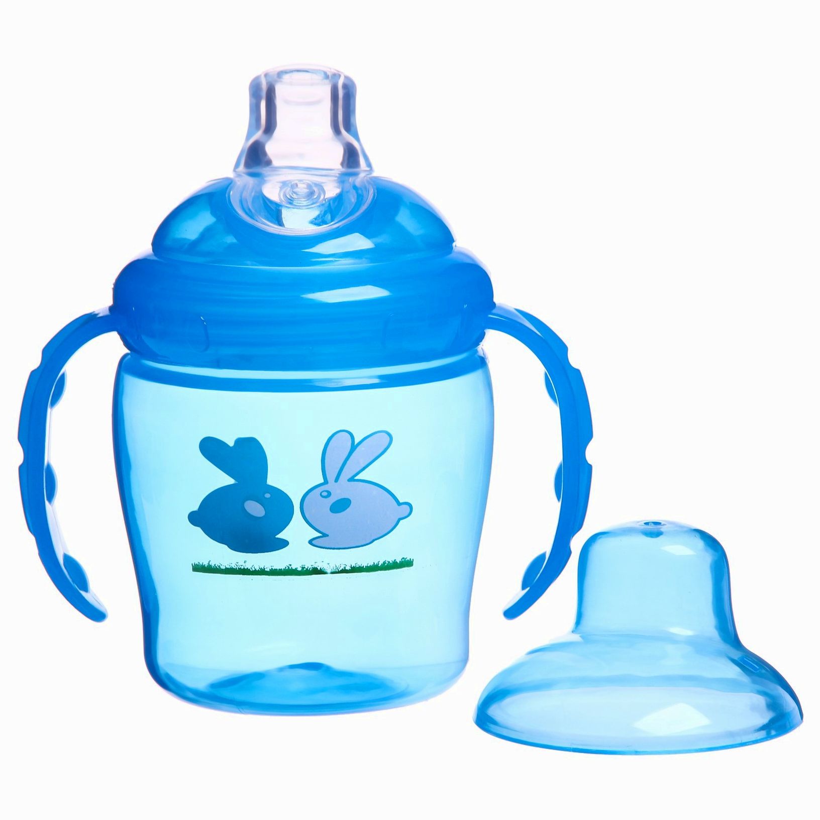 Картинка Поильник детский с мягким носиком, 250 мл., с ручками, цвет голубой (№2586890) от магазина Мир детей Товары для Новорожденных