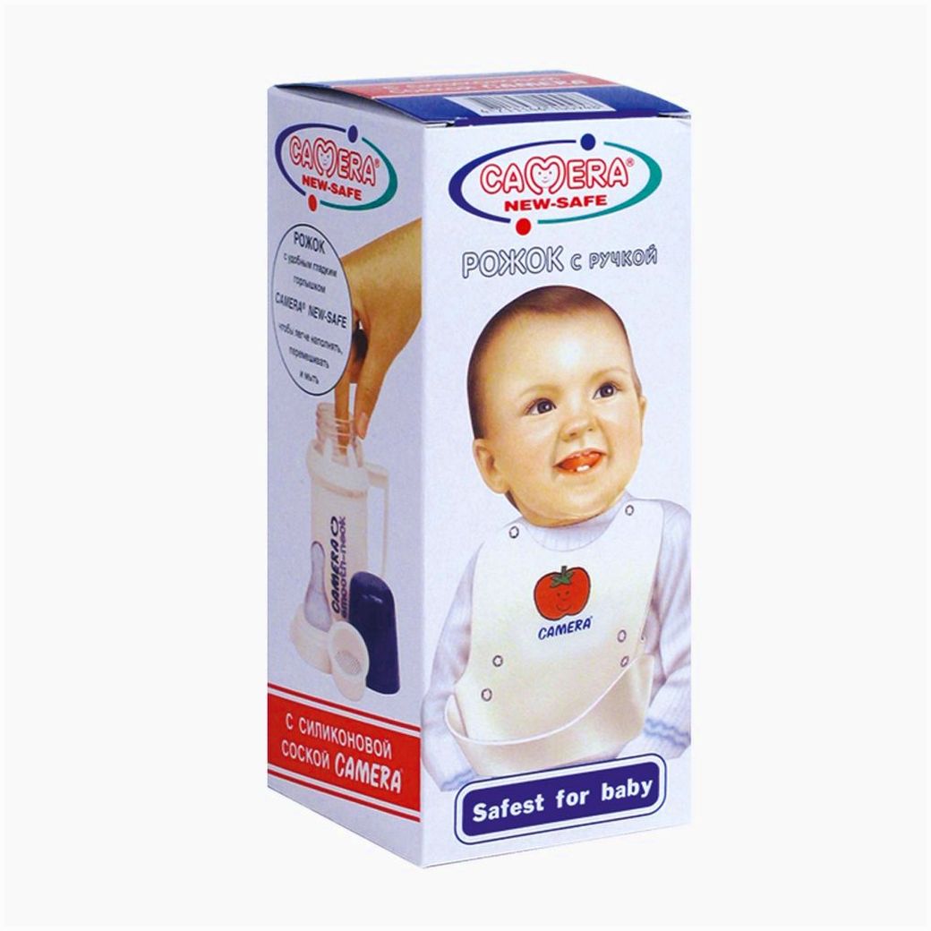 № 50095К Бутылочка классическая с ручкой (пластик, силиконовая соска)