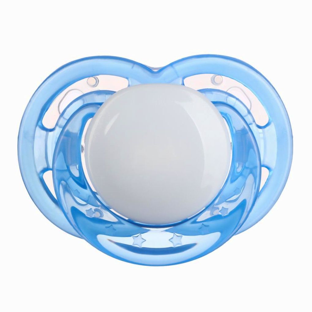 Соска- пустышка ортодотническая, с колпачком, +12 мес., голубой артикул анонс 10095574