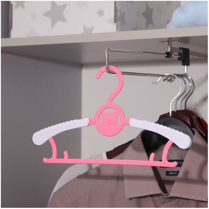 Плечики для одежды детская «Мишка», раздвижная, размер 30-34, цвет МИКС артикул анонс 2519491