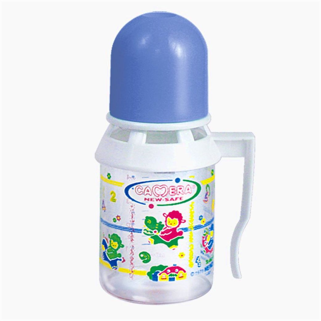 Картинка Бутылочка классическая с ручкой (пластик, силиконовая соска) Размер 140 мл (№51495К) от магазина Мир детей Товары для Новорожденных