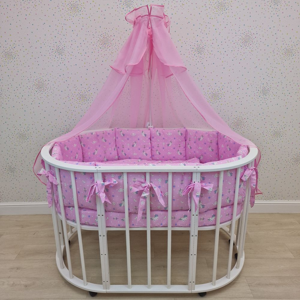 Картинка КПБ 20 пр (балдахин + борт + пододеяльник + 2 одеяла + наволочка + подушка + 2 простыни (бязь) 12кв (№1149-О-1) цвета в ассортименте от магазина Мир детей Товары для Новорожденных