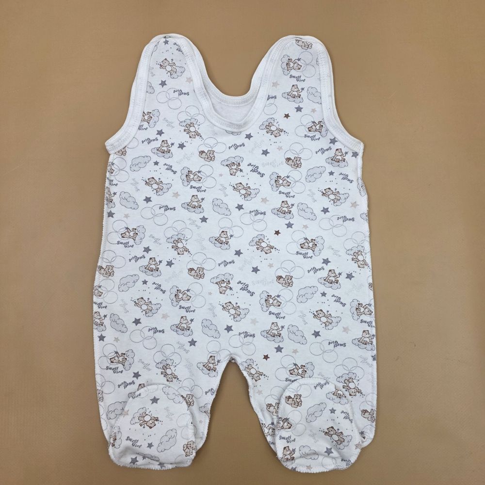 Ползунки на лямках №6 (футер, кнопки плечах, швы наружу) артикул анонс 16129-56МД