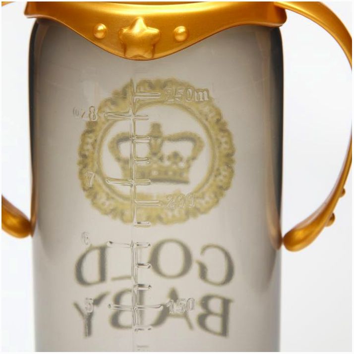 Картинка Бутылочка «Gold baby», горло, с ручками, 250 мл., от 0 мес., Золотая коллекция (№5483879) от магазина Мир детей Товары для Новорожденных