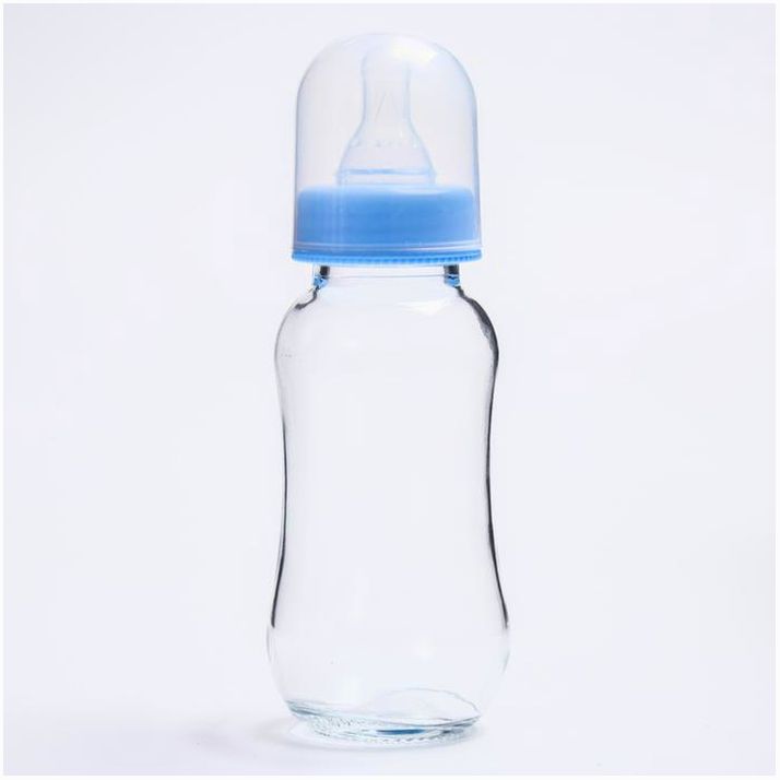 Бутылочка для кормления, стекло, средний поток, от 3 мес., 200 мл., цвет МИКС артикул анонс 4477644