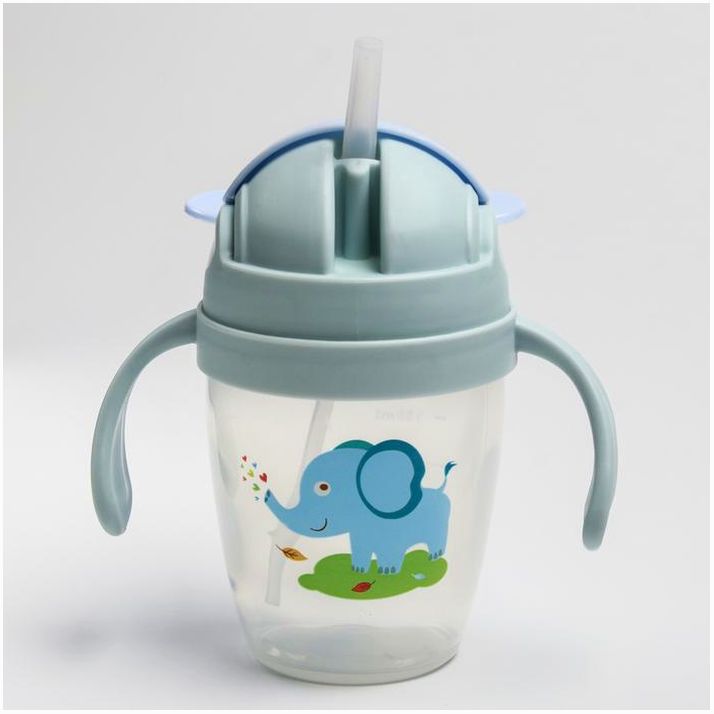 № 4724440 Поильник с силиконовой трубочкой 200 мл., с ручками, цвет МИКС