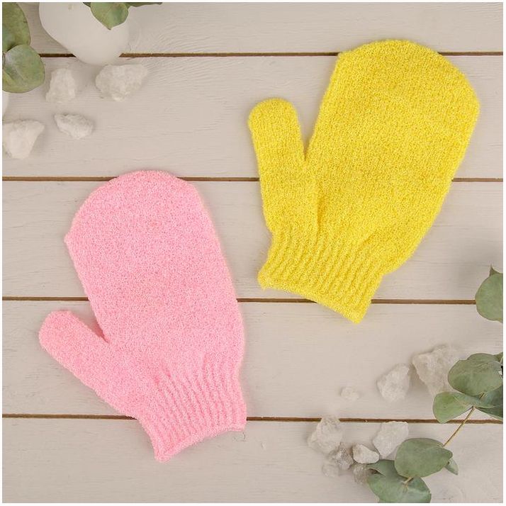 Картинка Мочалка - варежка массажная Доляна, 17?12 см, цвет МИКС (№6495720) от магазина Мир детей Товары для Новорожденных