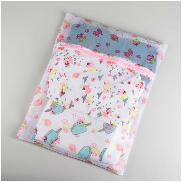 Мешок для стирки белья Доляна, 40?50 см, мелкая сетка, рисунок МИКС артикул анонс 558239