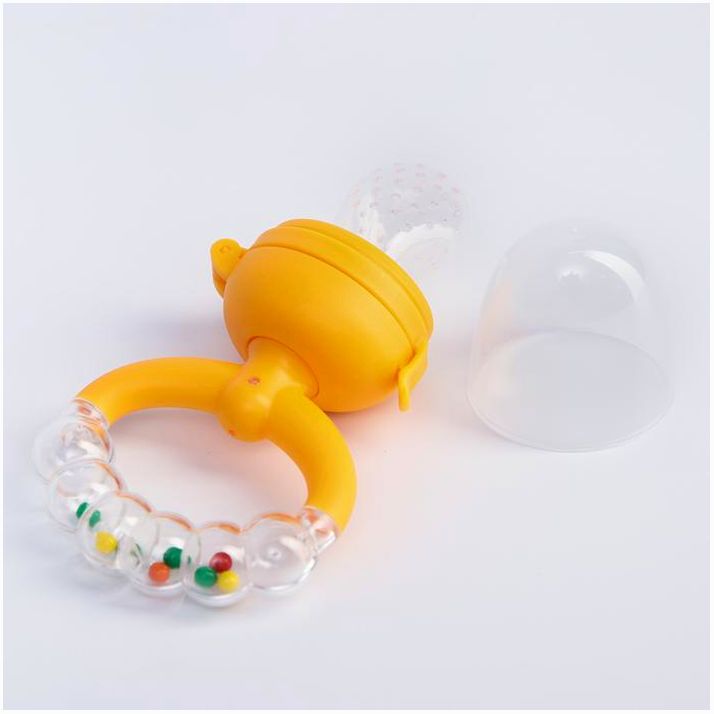 № 4780631 Ниблер с силикон. сеточкой, ручка-погремушка, вр. поршень, цвет оранжевый