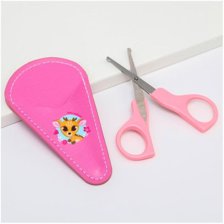 № 5296245 Детские, безопасные, маникюрные ножницы «Оленёнок», цвет розовый