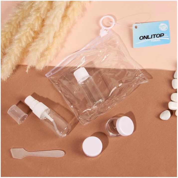 Набор для хранения, в чехле, 5 предметов, цвет белый/прозрачный артикул анонс 4564256