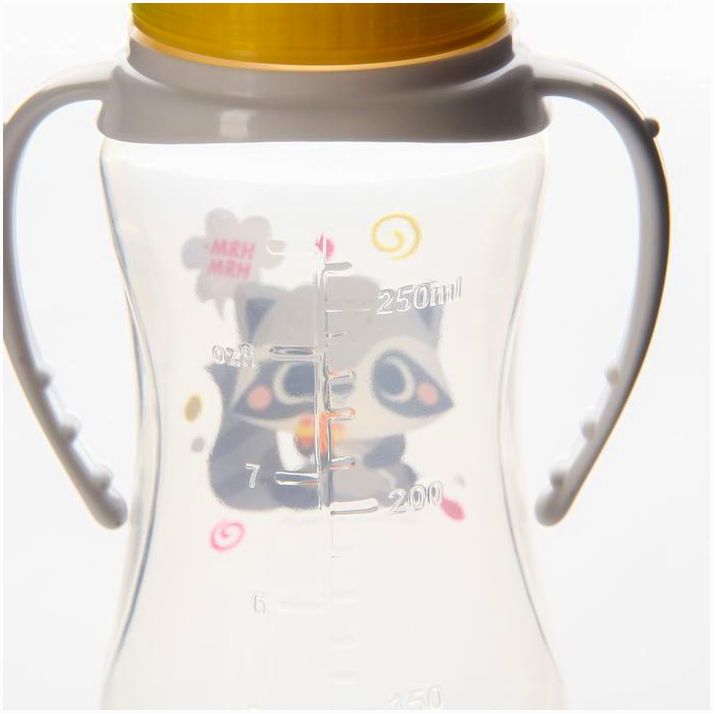 Картинка Бутылочка для кормления «Енотик», классическое горло, 250 мл., от 0 мес., приталенная, с ручками (№7987840) от магазина Мир детей Товары для Новорожденных