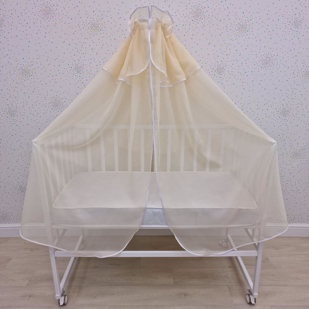 Балдахин с отделкой и оборкой с окантовкой (бязь/сеточка) + бант (бязь) артикул анонс 934_25