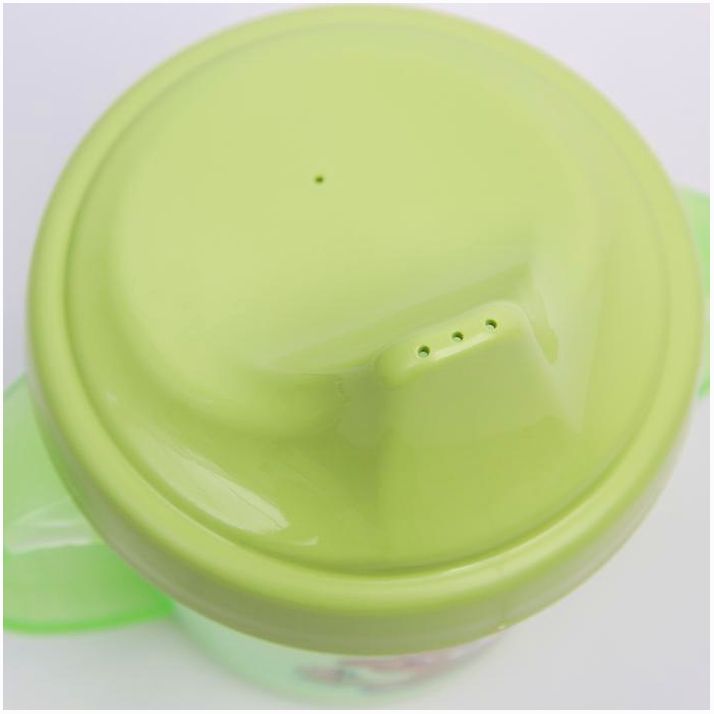 № 5477841 Поильник с ручками и декором, твёрдый носик, 200 мл., цвет салатовый