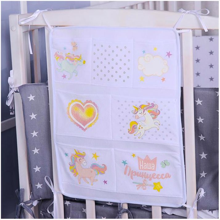 Органайзер на кроватку «Наша принцесса», 50 х 40 см, 7 карманов артикул анонс 3714656