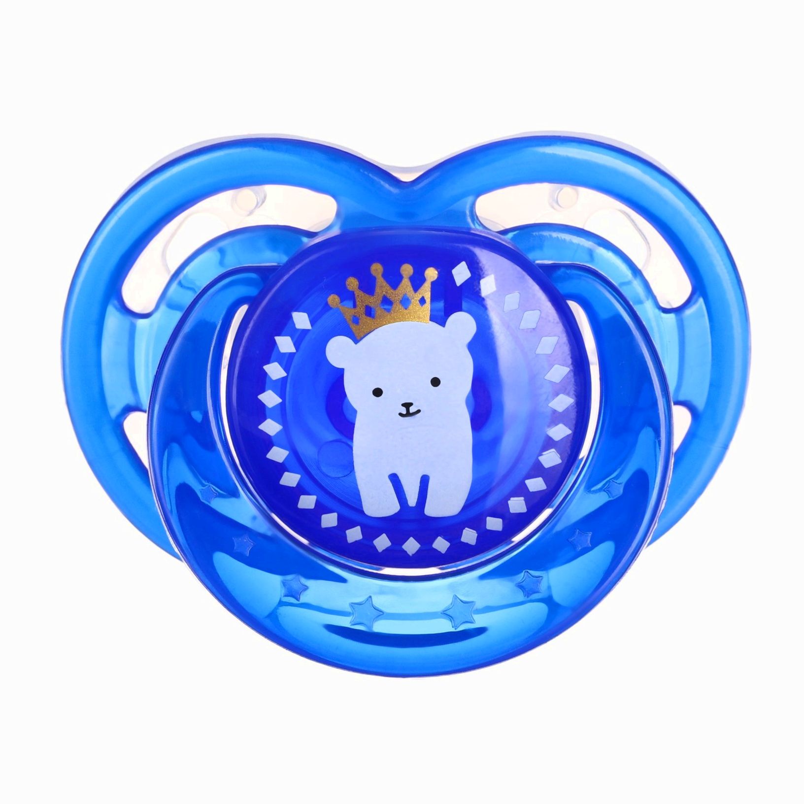 Соска- пустышка ортодотническая «Мишка» с колпачком, +6 мес., голубой артикул анонс 9844206