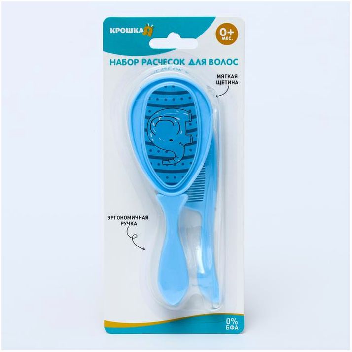 Картинка Набор детских расчесок, 2 шт., цвет голубой, рисунок МИКС (№4770935) от магазина Мир детей Товары для Новорожденных