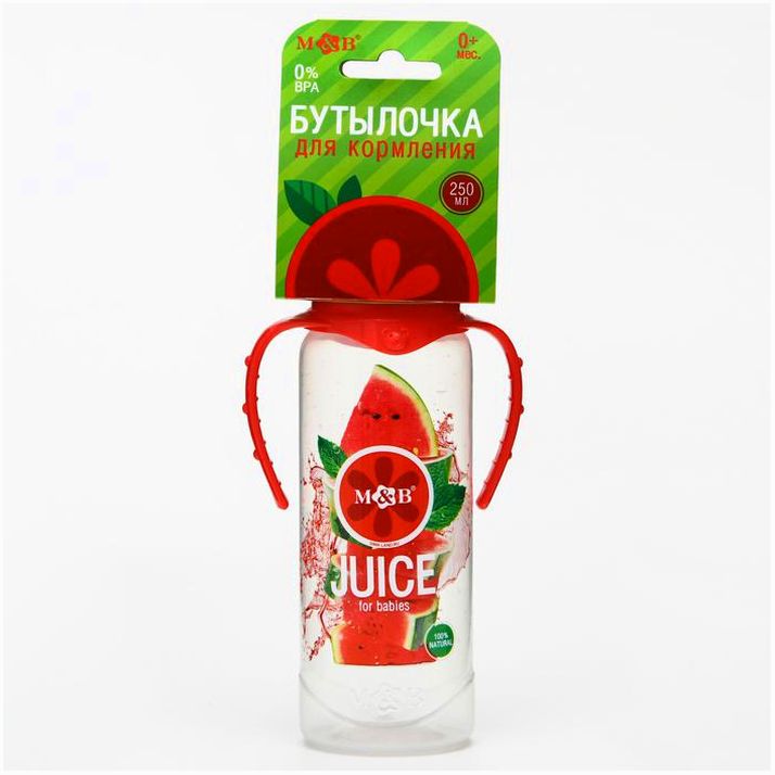 Бутылочка для кормления «Арбузный фреш», классическое горло, от 0 мес, 250 мл., цилиндр, с ручками артикул анонс 5399485