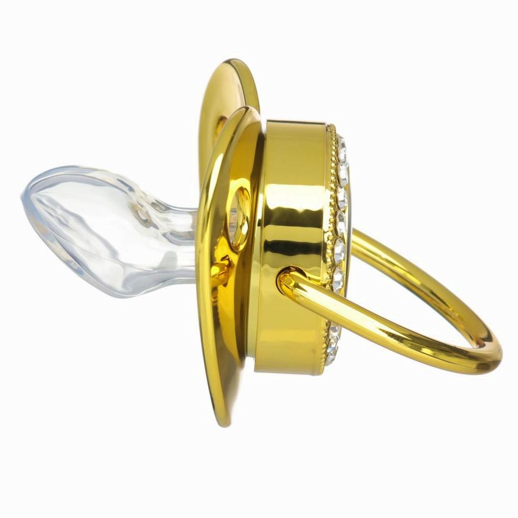 Картинка Соска - пустышка ортодонтическая «Доллар», с колпачком, +12 мес., золотая, стразы (№10092757) от магазина Мир детей Товары для Новорожденных