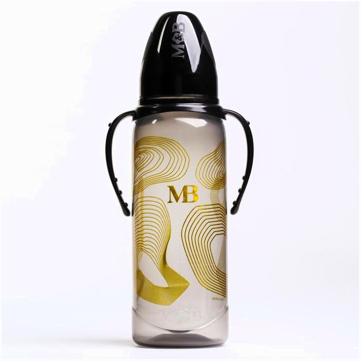 № 5483881 Бутылочка для кормления «M&B», классическое горло, с ручками, 250 мл., от 0 мес., Золотая коллекция
