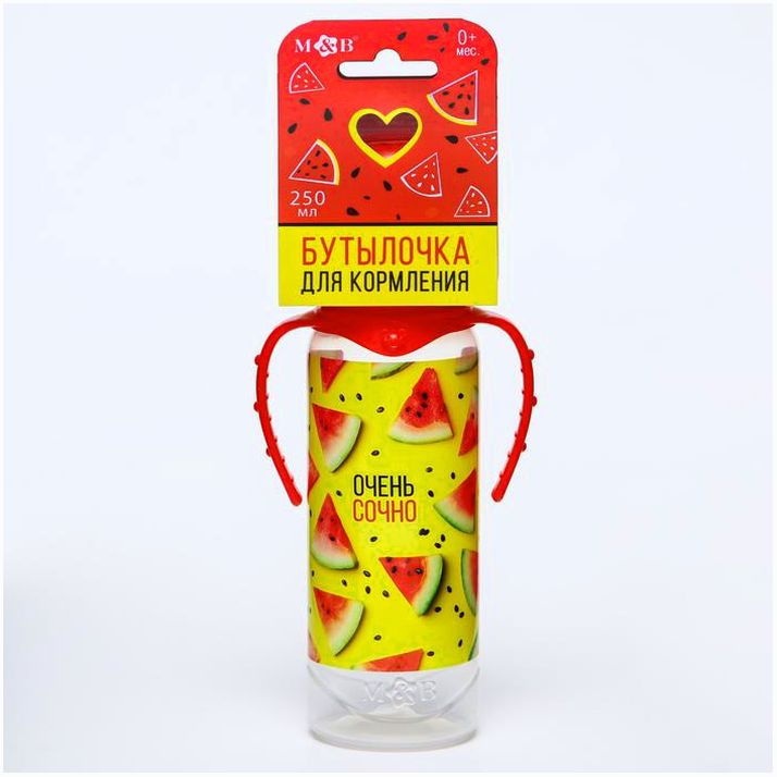 Бутылочка для кормления «Арбузы» ,классическое горло, от 0 мес, 250 мл., цилиндр, с ручками артикул анонс 5399878