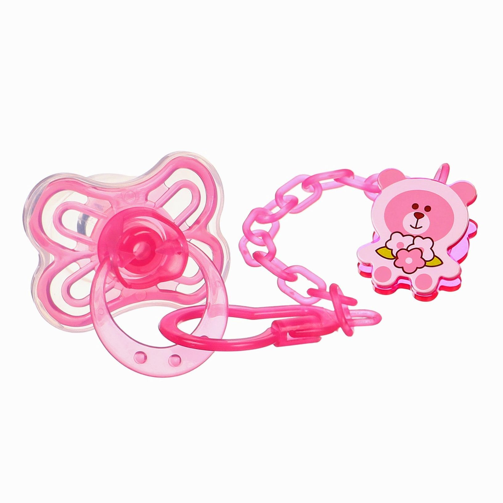 Набор Соска - пустышка с держателем, SL, КЛ +6 мес., с колпачком «Бабочка», розовый артикул анонс 9844077