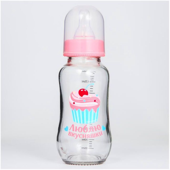 Бутылочка стекло «Люблю вкусняшки», классическое горло, средний поток, 180 мл., от 3 мес. артикул анонс 5478800