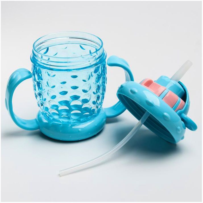 Картинка Поильник с трубочкой 200 мл, с ручками, цвет МИКС (№3973815) от магазина Мир детей Товары для Новорожденных