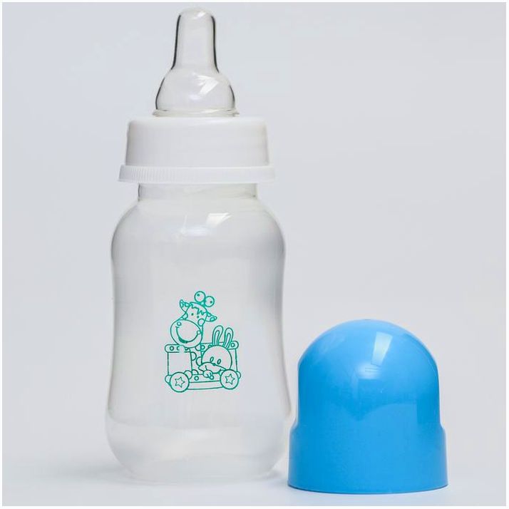 № 2932026 Бутылочка для кормления, классическое горло, с ручками, 150 мл., от 0 мес., цвета МИКС