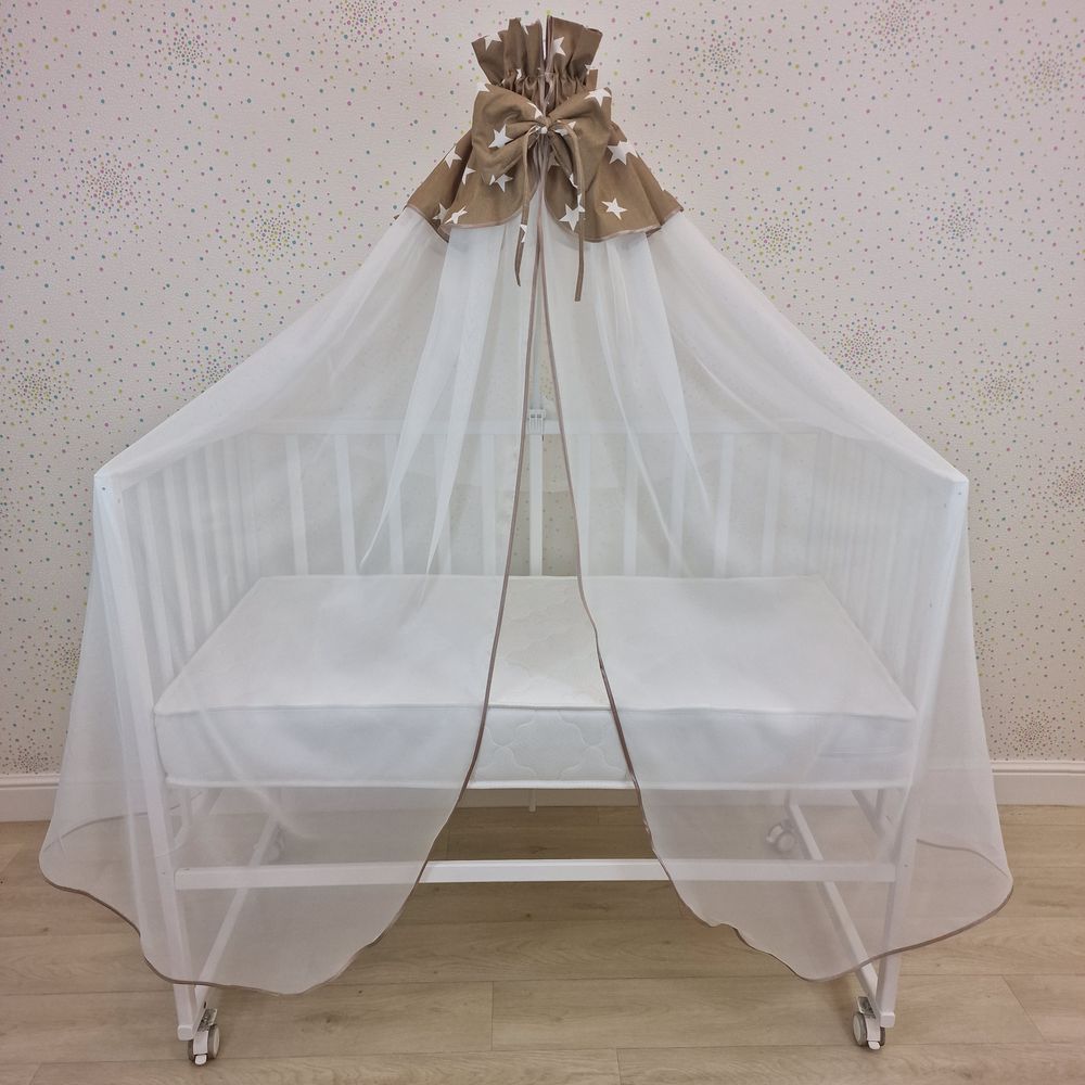 Балдахин с отделкой и оборкой с окантовкой (бязь/сеточка) + бант (бязь) артикул анонс 934_04