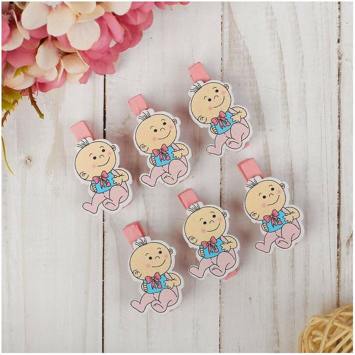 Декоративные прищепки «Малыш - девочка» набор 6 шт. МИКС артикул анонс 4328931