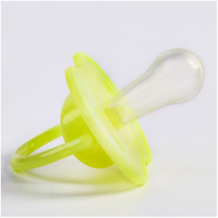 № 2300107 Пустышка классическая, силикон, от 0 - 3 мес., с колпачком, цвет жёлтый