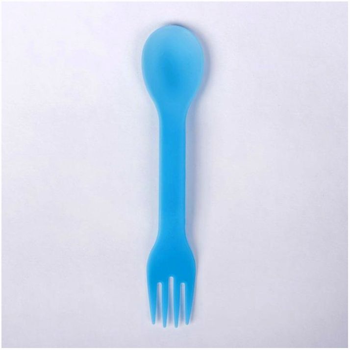 № 2257247 Ложка детская 2 в 1 «Вилка-ложка», от 5 мес., цвет голубой